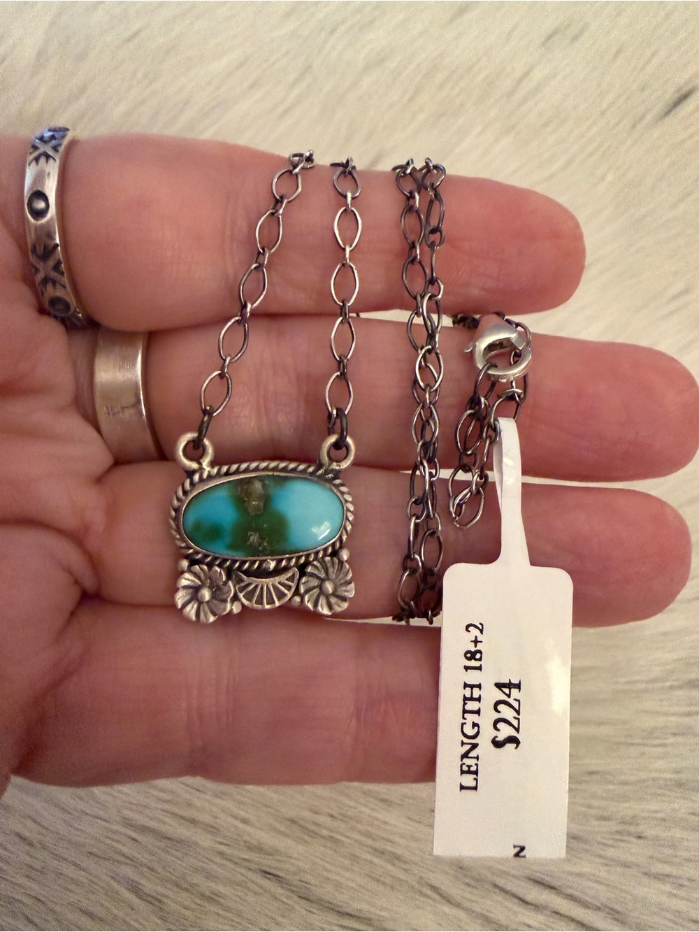 ❤️ Sonoran Mountain Turquoise Adjustable Decorative Necklace Pendant Sterling